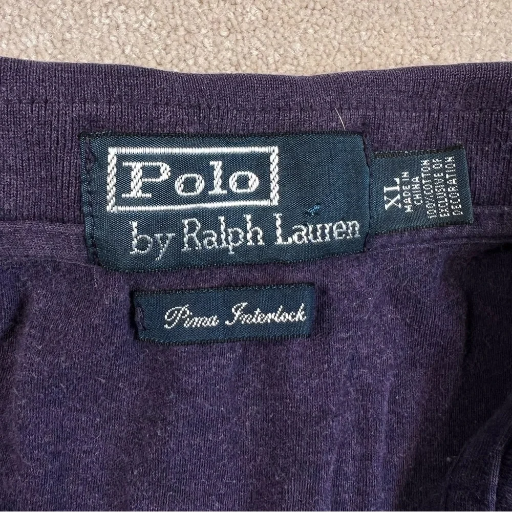 Polo Ralph Lauren Polo LS Purple Cotton Pima Interlock Collared Casual Men's XL